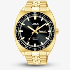 Lorus Mens Automatic Retro Black & Gold Watch RL448BX9