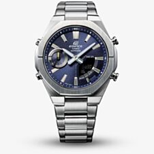 Casio Mens Edifice Blue Dial Dual Display Watch ECB-S10D-2AEF