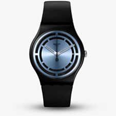 Swatch Circled Lines Black Rubber Strap Watch SO32B118