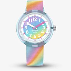 Flik Flak Liquid Rainbow Multicoloured Fabric Watch FPNP152
