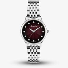 Accurist Dress Silver Diamond & Burgundy Watch 77001