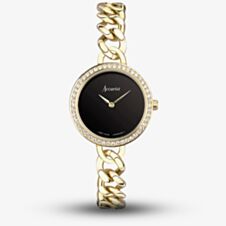 Accurist Ladies Jewellery Gold Plated Onyx Dial Watch 78006