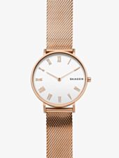 Skagen Ladies Hald Rose Gold Plated Mesh Bracelet Watch SKW2714