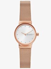 Skagen Ladies Freja Rose Gold Plated Sunray Crystal Set Dial Mesh Strap Watch SKW2665