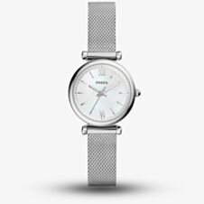 Fossil Ladies Carlie Mini Stainless Steel Mother Of Pearl Dial Mesh Strap Watch ES4432