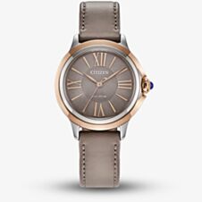 Citizen Ceci Eco Drive Rose Gold Tone Plated Brown Leather Watch EM1166-01Z