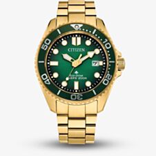 Citizen Mens Promaster Diver Gold Plated Green Dial Watch BN0262-59W