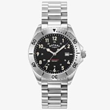 Rotary Mens Commando Black Dial Stainless Steel Watch GB05475/19