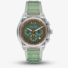 Armani Exchange Mens Rafael Green Chronograph Plastic Strap Watch AX4165