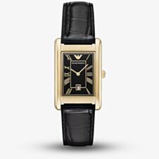 Emporio Armani Mens Gino Black Leather Strap Watch AR11666