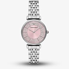 Emporio Armani Ladies Gianni Stone Set Pink Dial Watch AR11686