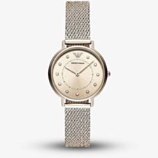 Emporio Armani Ladies Rose Gold Blush Mesh Bracelet Watch AR11129