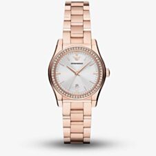 Emporio Armani Ladies Federica Rose Gold Crystal Set Watch AR11558