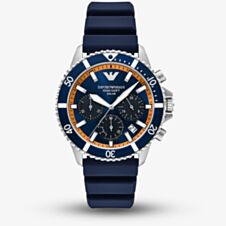 Emporio Armani Mens World Explorer Blue Solar Powered Chronograph Watch AR11696
