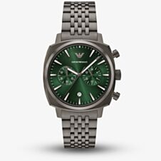 Emporio Armani Mens Carlo Gunmetal Green Dial Chronograph Watch AR11689