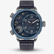 Police Mens Ray Blue Leather Strap Watch PEWJB2195340