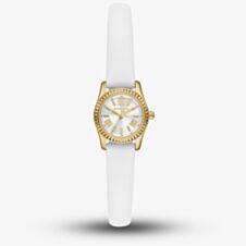 Michael Kors Ladies Micro Lexington White Leather Strap Watch MK4900