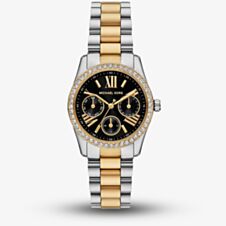Michael Kors Ladies Mini Lexington Black Dial Two Tone Watch MK4925
