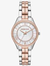 Michael Kors Ladies Mini Lauryn Two Tone Pave Mother of Pearl Bracelet Watch MK3979