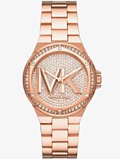 Michael Kors Ladies Lennox Rose Gold Plated Logo Watch MK7230