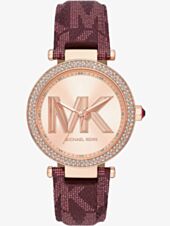 Michael Kors Parker MK Logo Bordeaux Strap Watch MK2974