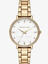 Michael Kors Ladies Pyper White Logo Dial Watch MK4666