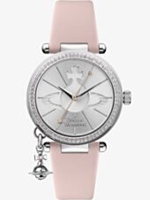 Vivienne Westwood Ladies Orb Pastelle Silver Dial Pale Pink Leather Strap Watch VV006SLPK