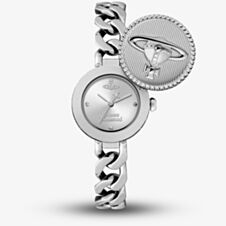Vivienne Westwood Ladies Orb Silver Button Watch VV323WSSL