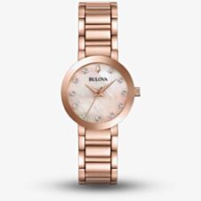 Bulova Ladies futuro Rose Gold Plated & Mother Of Pearl Dial Watch 97P132