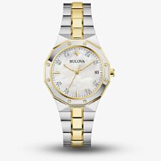 Bulova Ladies Prestige Two-Tone Mother Of Pearl Bracelet Watch 98P234