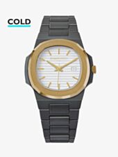 KAMAWATCH Vintage Pegaso Gold Plated Grey and White Plastic Bracelet Watch KWP24