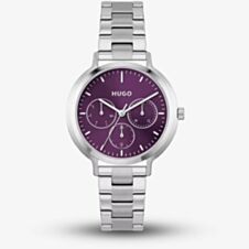HUGO Ladies #Edgy Purple Dial Stainless Steel Watch 1540110
