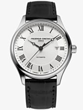 Frederique Constant Mens White Dial & Black Leather Strap Watch FC-303MC5B6