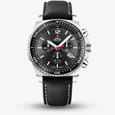  Swiss Military Mens Sports Chronograph Black Leather Strap Watch SM34093.03