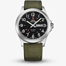 Swiss Military Mens Classic Green Fabric Strap Watch SMP36040.05
