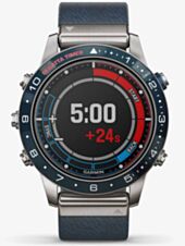  Garmin Mens Marq Captain Titanium Blue Fabric Strap Smartwatch 010-02006-07 