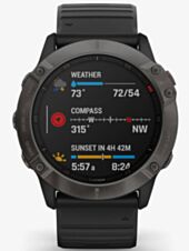 Garmin Unisex Fenix 6X Sapphire Edition Carbon Grey DLC Black Rubber Strap Watch 010-02157-11 