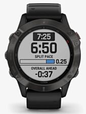 Garmin Unisex Fenix 6 Sapphire Edition Stainless Steel Black Rubber Strap Watch 010-02158-11 