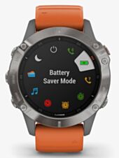 Garmin Unisex Fenix 6 Sapphire Edition Titanium Ember Orange Rubber Strap Watch 010-02158-14 