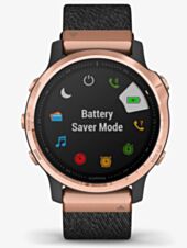 Garmin Unisex Fenix 6S Sapphire Edition Rose Gold Black Heathered Fabric Strap Watch 010-02159-37 
