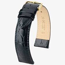 HIRSCH Crocograin Medium Black Leather Watch Strap 12302850-1