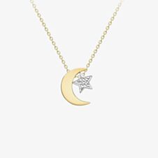 9ct Two-Tone Gold Adjustable Moon and Stars Necklace 2.19.9364