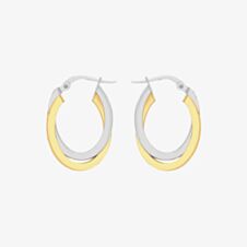 9ct Two-Tone Oval Crossover Creole Earrings 2.53.3929