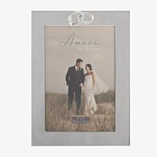 Amore Silver Plated Crystal Rings 5x7 Inch Photo Frame FS43157