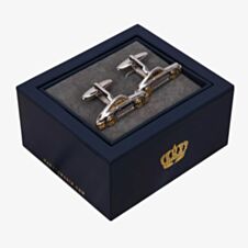 Harvey Makin Rhodium Plated Silver & Gold Car Cufflinks HM234