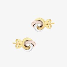 9ct Three Colour Gold Knot Stud Earrings 3.55.8269
