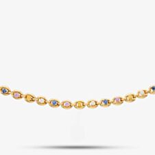 Pre-Owned 18ct Yellow Gold Multi-Coloured Sapphire & Brilliant Cut Diamond 16 Inch Collarette 41041153