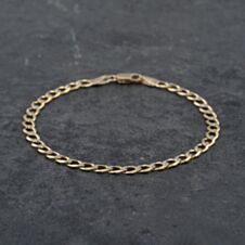 Pre-Owned 9ct Two Colour Gold 7 Inch Curb Chain Bracelet 41061255