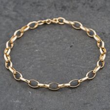 Pre-Owned 9ct Yellow Gold Oval 7.5 Inch Belcher Chain Bracelet 41061274