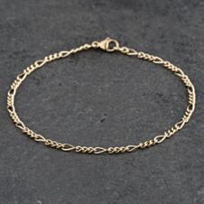 Pre-Owned 9ct Yellow Gold 3+1 7.5 Inch Figaro Chain Bracelet 41061278